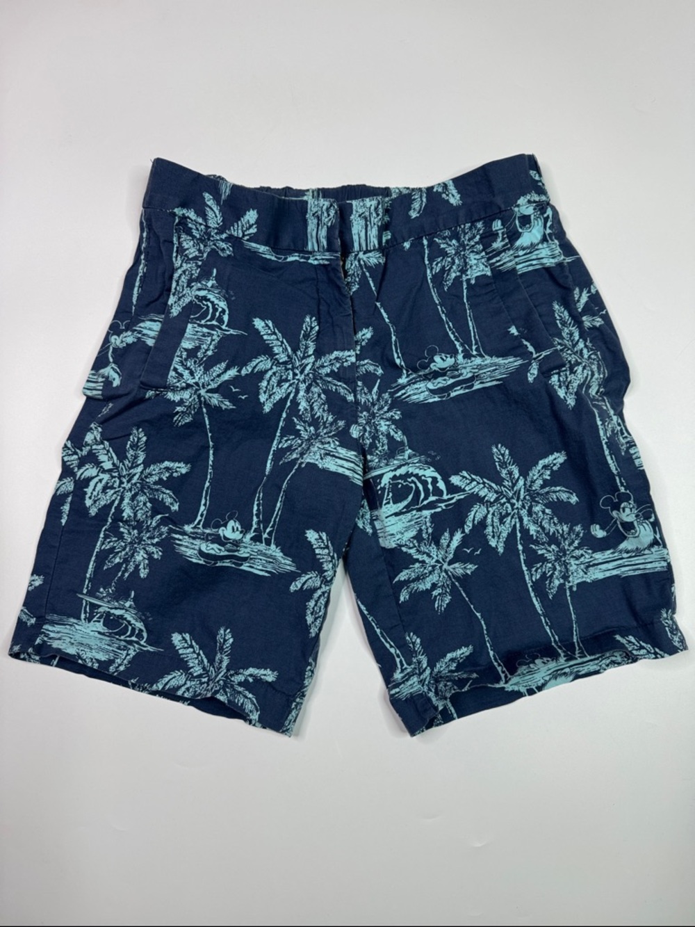 Disney Store Tiki Kingdom Tropical Print Blue Shorts Size 8